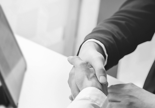 Two People Shaking Hands In An Office Setting