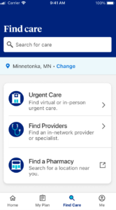 Mobile App Find Care Landing Page